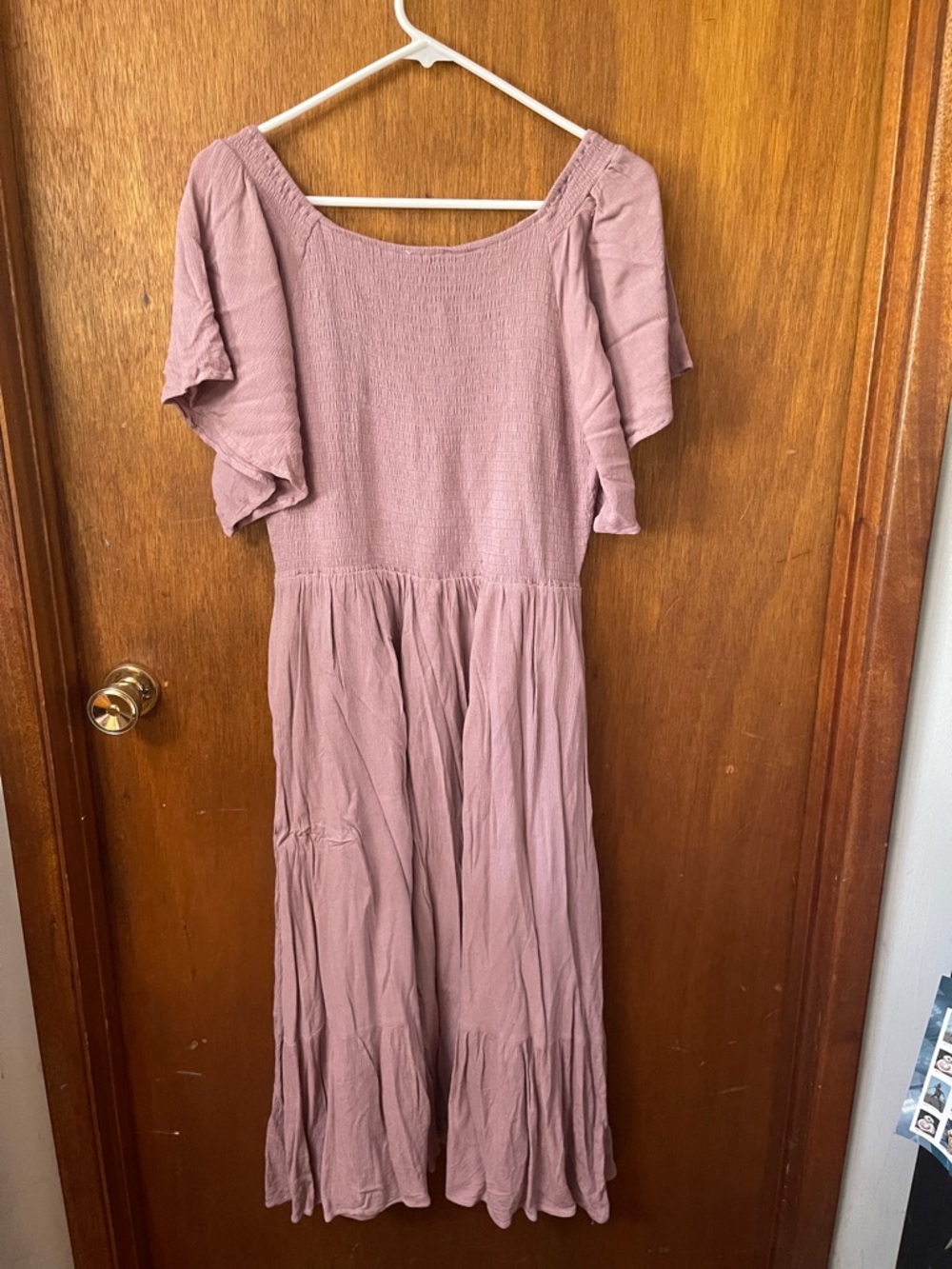 In Loom lavender smocked flutter sleeve tiered maxi midi dress - Picture 9 of 9